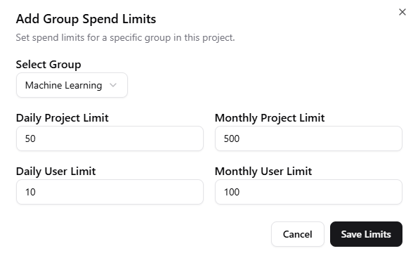 Spend Limits for Group Addition