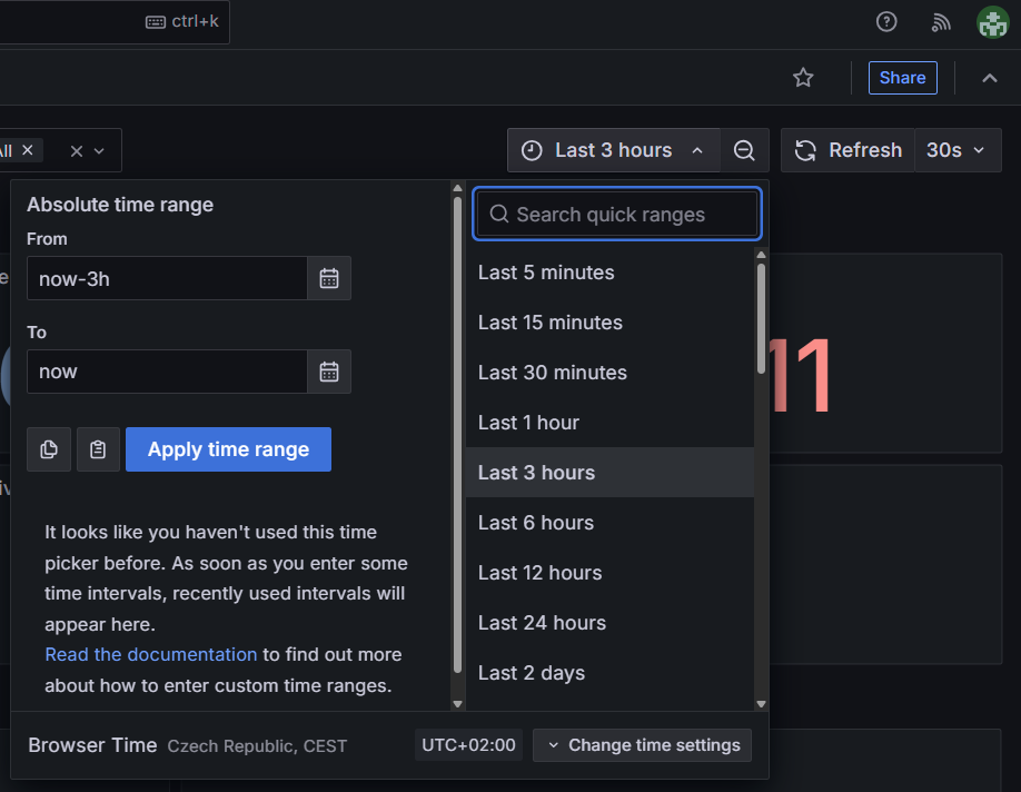 Grafana Dashboard control