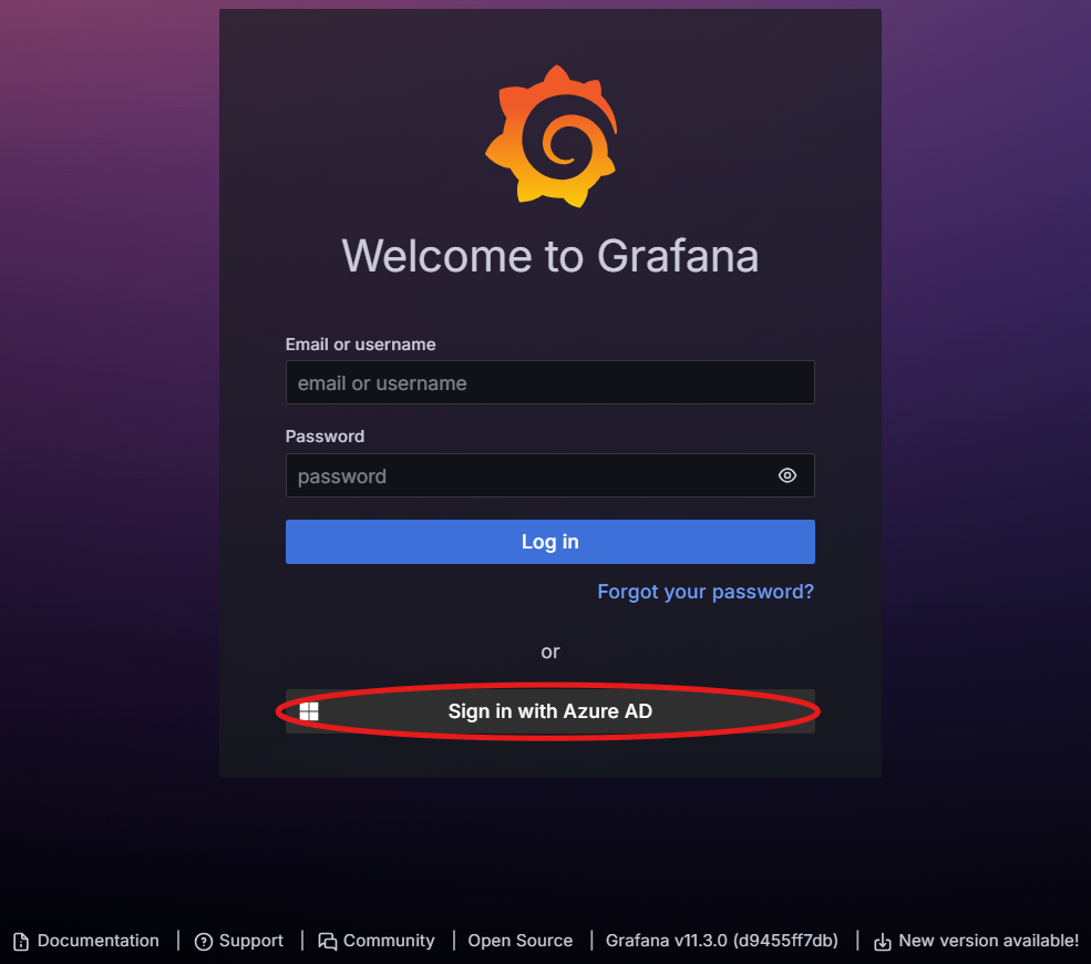 Grafana Login Screen